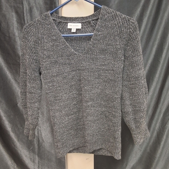 Gray V-Neck Women's Sweater - Picture 10 of 11
